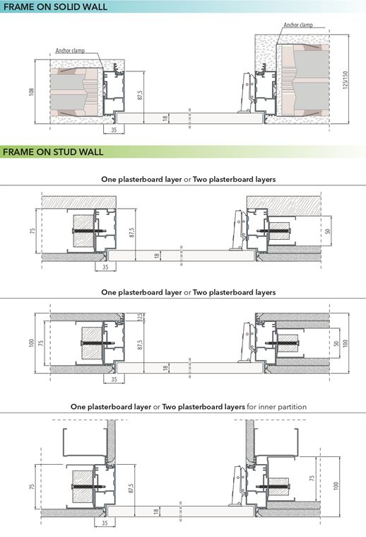 ECLISSE SYNTESIS AREO kültéri ajtószerkezet vakolt falhoz és gipszkarton falhoz