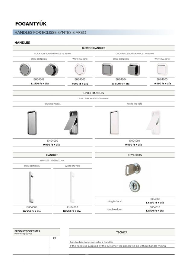 ECLISSE SYNTESIS AREO kültéri ajtószerkezet fogantyúk